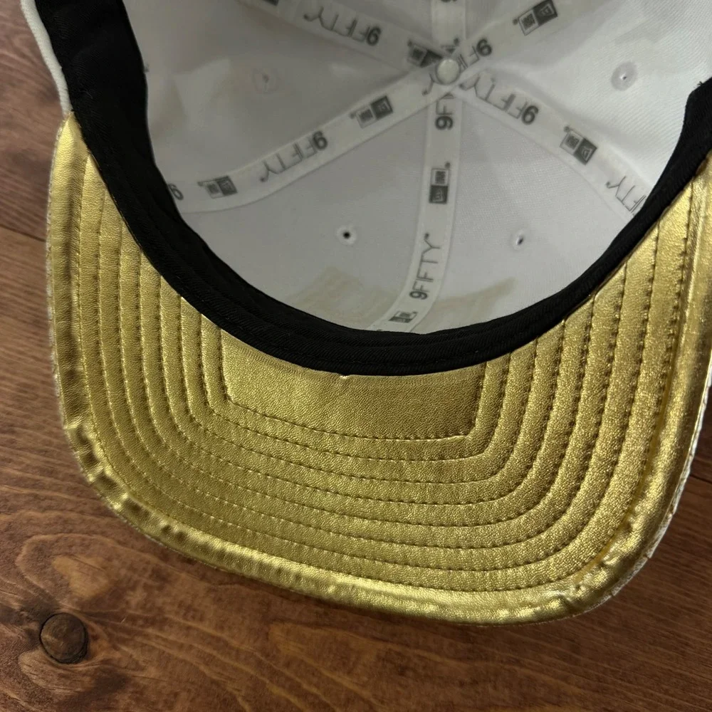 New York Giants New Era 9FIFTY Snapback Hat Wht/Gold Snakeskin Brim NFL Cap RARE